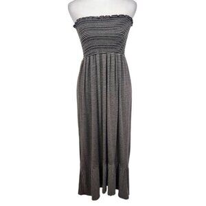 Rachel Reid Gray and Black Stripe Strapless Midi Dress Size Large Boho Dress
